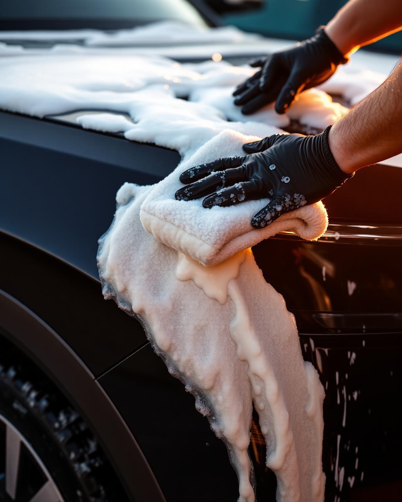 Exterior auto detailing in Tucson — pH-neutral foam hand wash on luxury SUV