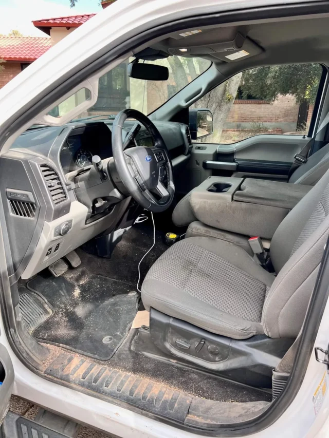 image of the driver seat region before a premium interior detail